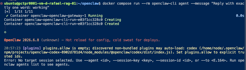 The "No target session selected" error