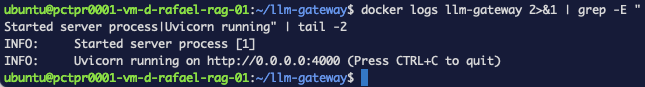 The startup log showing a single server process and uvicorn bound to port 4000