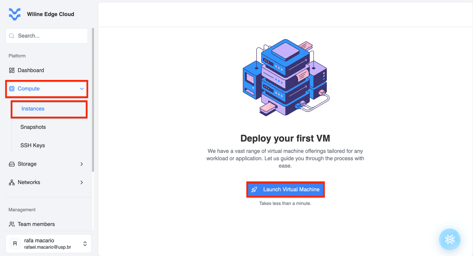 Launch VM button