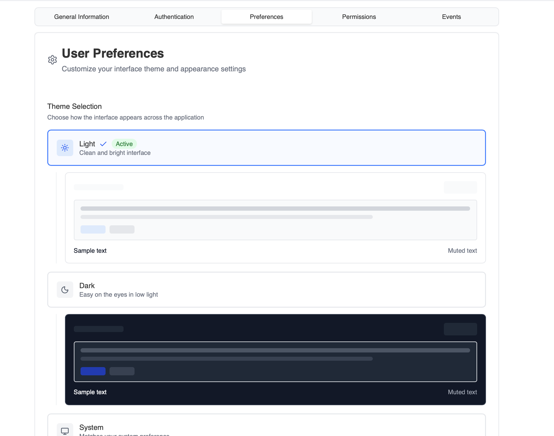 User preferences