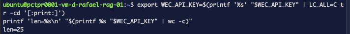 Terminal: key strip command + len=25 confirmation