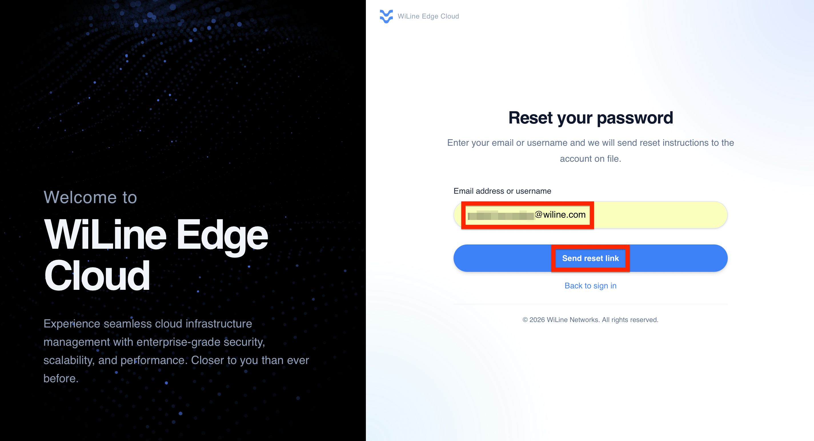 Request password reset
