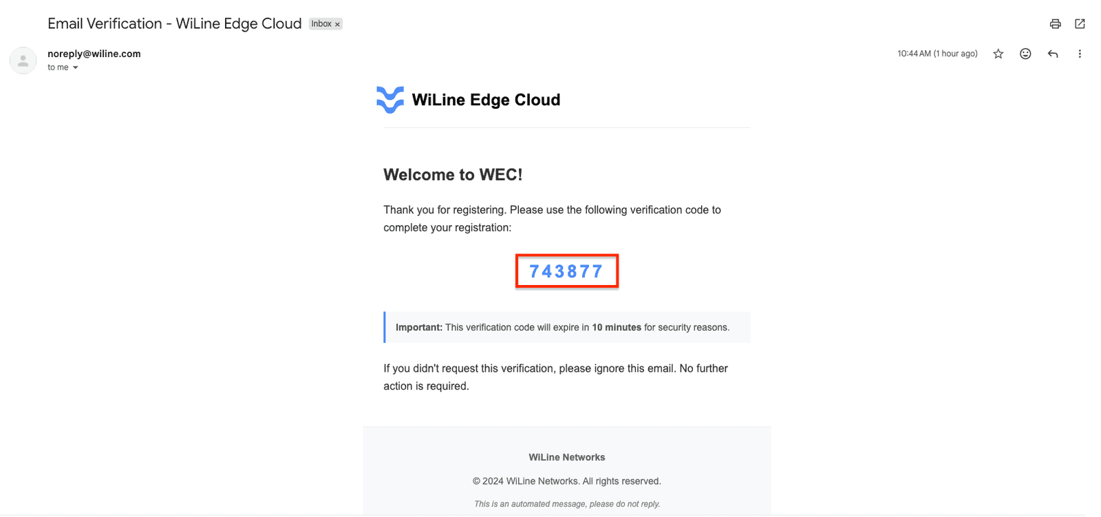 Verification email