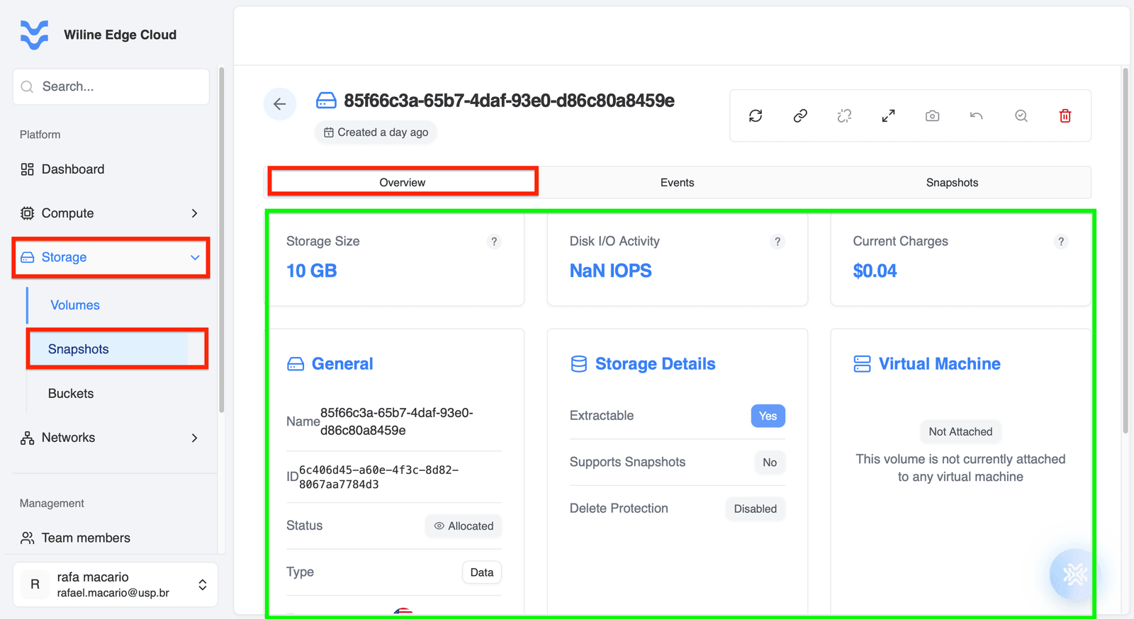 Volume Overview Tab