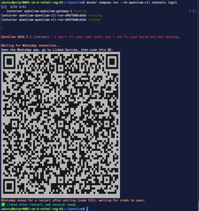 The pairing QR, linked after the code 515 restart